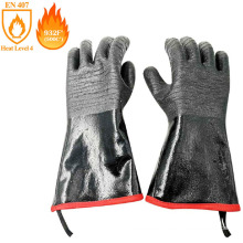 Contacto calor 932F EXTREMO LARGO AGURO NEOPRENO Vellón Flenar Guantes de barbacoa resistente al calor